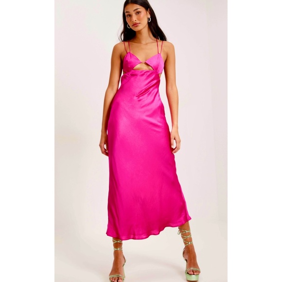 Bardot Dresses & Skirts - #D4 Bardot Lucia Midi Slip Dress in Hot Pink Sz 8